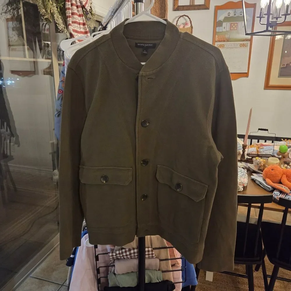 Banana Republic Olive Green Men's Bomber Jacket